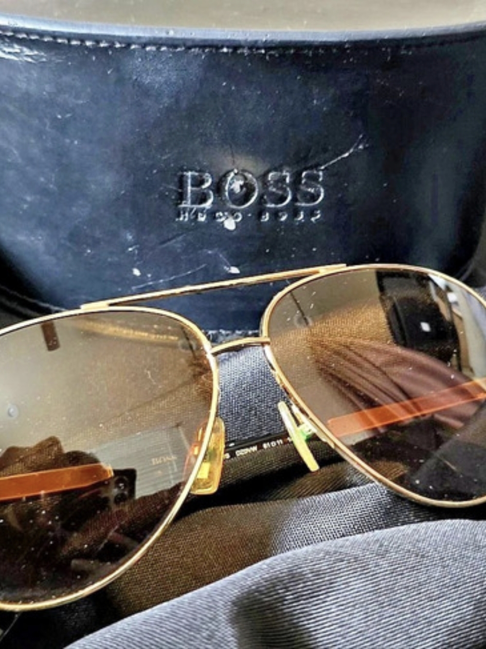 BOSS Aviator Sunglasses in Brown & Gold